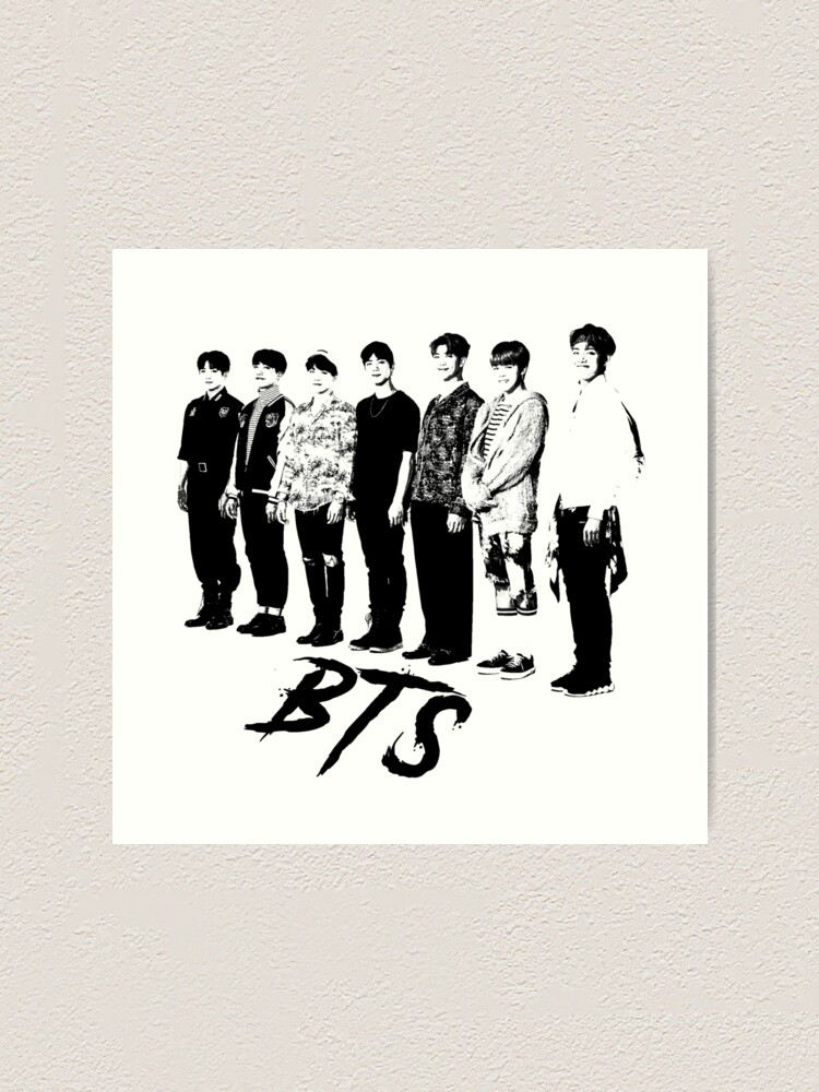 "BTS Band Silhouette Black" Art Print by Redbubble