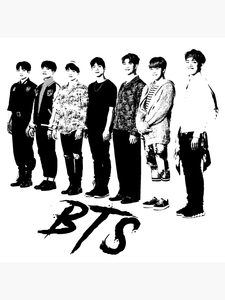 "BTS Band Silhouette Black" Art Print by Redbubble