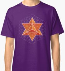 Merkaba & Blume des Lebens auf orange Calcit Classic T-Shirt