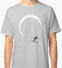 Mid Century Figure 8 Skiers in Retro Style on Teal Classic T-Shirt