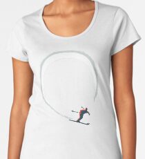 Mid Century Figure 8 Skiers in Retro Style on Teal Women's Premium T-Shirt