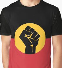 Raised Fist on Aboriginal Flag Graphic T-Shirt