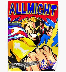 ALL MIGHT anime poster (with quote + signature) Poster