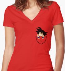 Pocket Goku Women's Fitted V-Neck T-Shirt