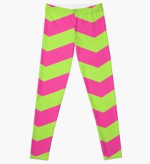 PREPPY AND CUTE NEON PINK AND LIME GREEN CHEVRON PATTERN Leggings