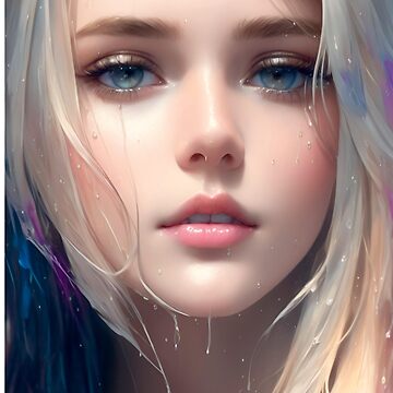 Captivating Human Art - Beautiful Blonde Girl with Blue Eyes and Plump Lips  | Poster