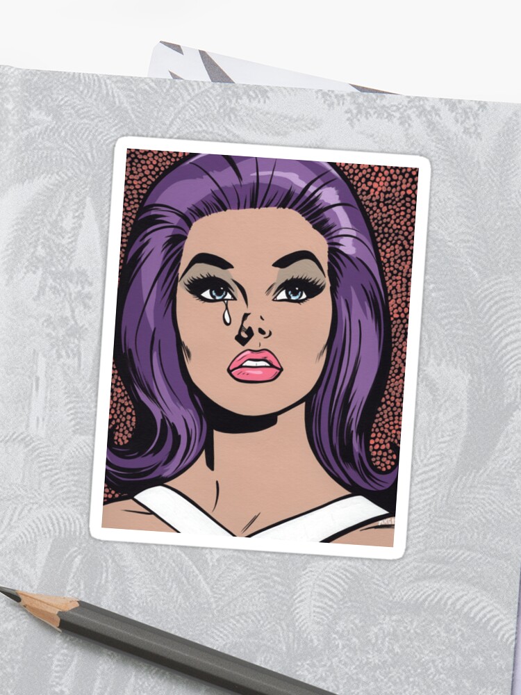 Purple Crying Comic Girl Sticker By Turddemon Redbubble