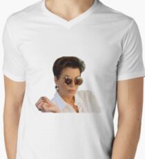 Kris Jenner T-Shirt mit V-Ausschnitt