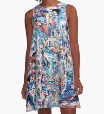 Blue Composition A-Line Dress