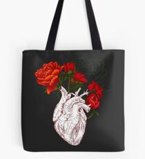 drawing Human heart with flowers Tote Bag