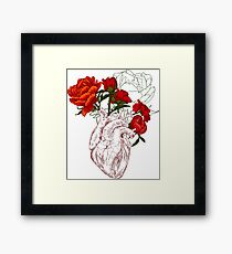 drawing Human heart with flowers Framed Print