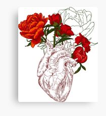 drawing Human heart with flowers Canvas Print