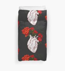 drawing Human heart with flowers Duvet Cover