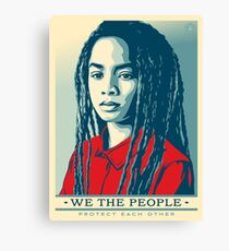 Women's March on Washington Vintage Sticker American Flag Dreadlocks Canvas Print