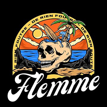 Artwork thumbnail, Laziness - Skull, palm tree and surfboard on the beach by Feignasses