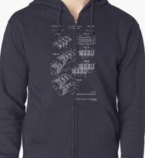 Lego Patent - Dark Background Zipped Hoodie
