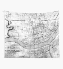 Tela decorativa Mapa vintage de Cincinnati Ohio (1838) BW