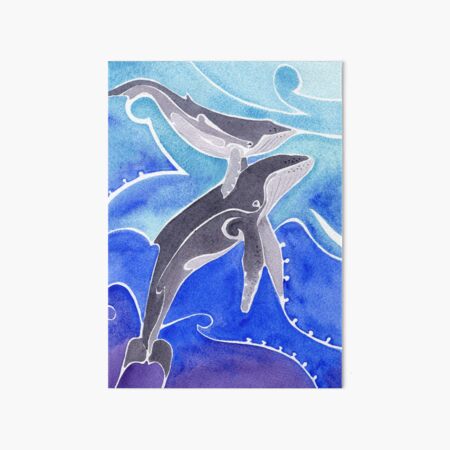 Polynesian humpback whale mother and calf Art Board Print