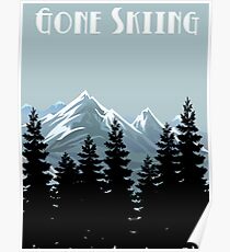 Gegangenes Skifahren-Weinlese-Plakat Poster