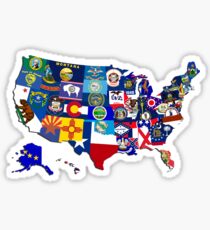USA-Staatsflaggen-Karten-Mosaik Sticker