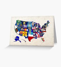 USA State Flags Map Mosaic Greeting Card