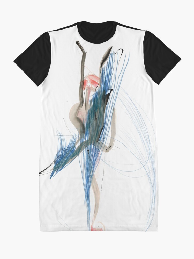 Alternate view of Expressive Dance Drawing Graphic T-Shirt Dress