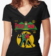 Psychman and Magic Head Women's Fitted V-Neck T-Shirt