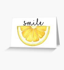 Smile Lemon Slice Watercolor Greeting Card