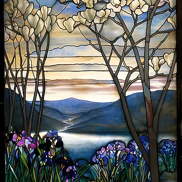 Louis Comfort Tiffany - Stained glass 4. Magnolias and irises | Poster