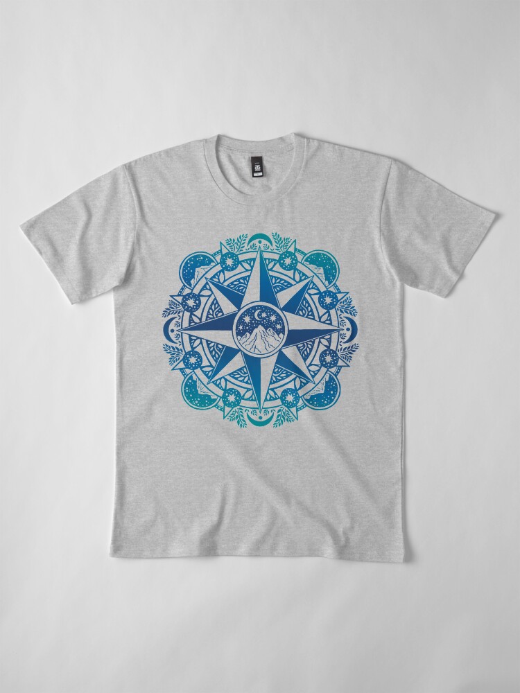 Alternate view of Journey to Moon Mountain | Turquoise Navy Ombré Premium T-Shirt