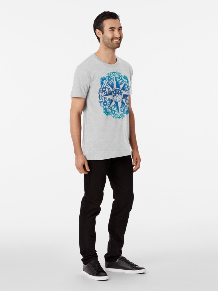 Alternate view of Journey to Moon Mountain | Turquoise Navy Ombré Premium T-Shirt