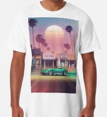 Synthwave-Sonnenuntergang-Antrieb Longshirt