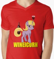 OFFIZIELLES Wineicorn Einhorn-Hemd T-Shirt mit V-Ausschnitt für Männer