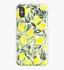 Lemons watercolor on creme white iPhone Case