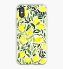 Lemons watercolor on creme white iPhone Case