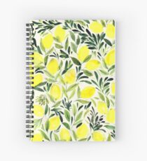 Cuaderno de espiral Acuarela de limones en crema blanca