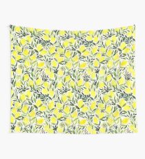 Lemons watercolor on creme white Wall Tapestry