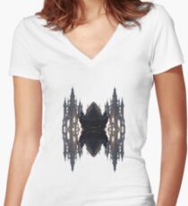 Fantastic air castle with elements of steampunk subculture Women's Fitted V-Neck T-Shirt