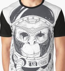 astronaut monkey,black\White Graphic T-Shirt