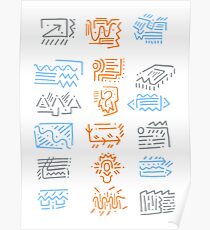 Icons: Blue, Orange, Grey Poster