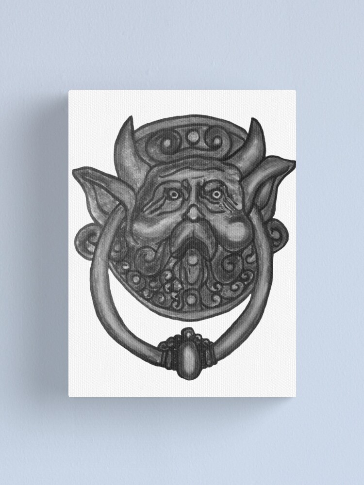 Labyrinth Second Door Knocker Ink Illustration Canvas Print