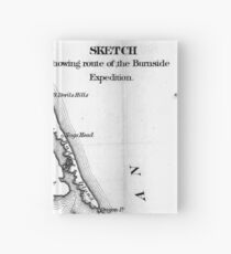 Vintage Map of The Outer Banks (1862) BW Hardcover Journal