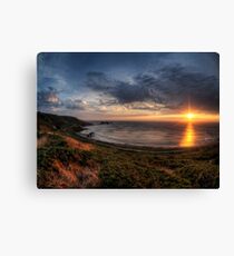 Sunset over Clonque Bay on Alderney Canvas Print