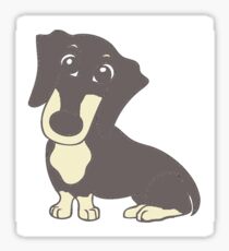 dachshund blue and cream cartoon Sticker