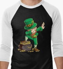 Dabbing Leprechaun T-shirt Funny Dab St Patricks Day Gifts Men's Baseball ¾ T-Shirt
