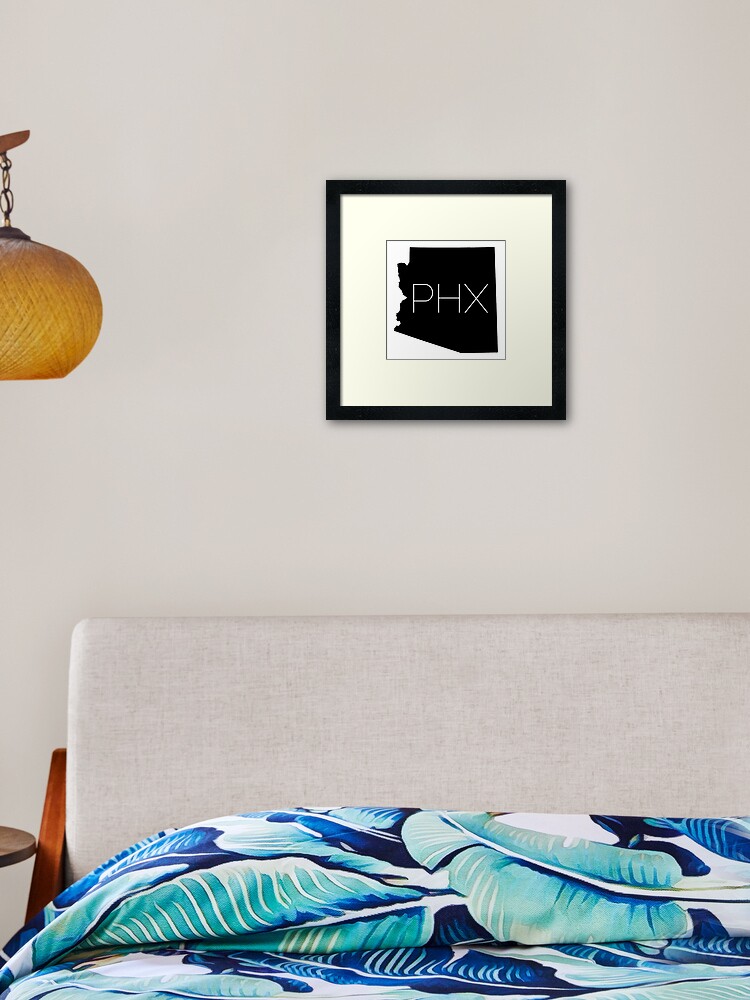 Arizona State Map Outline With Phoenix City Abbreviation Framed Art Print