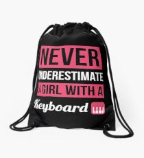 Never Underestimate A Girl With A Keyboard Drawstring Bag