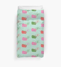 50s Retro Pattern - Green / Pink Duvet Cover