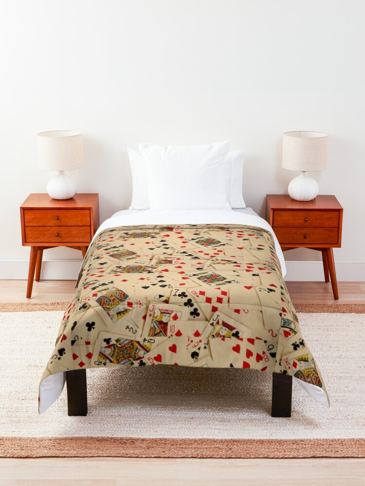Alternate view of Scattered Pack of Playing Cards Hearts Clubs Diamonds Spades Pattern Comforter