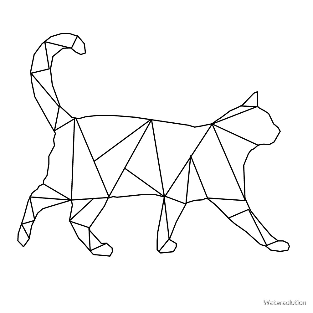 Chat Geometrique Par Watersolution Redbubble